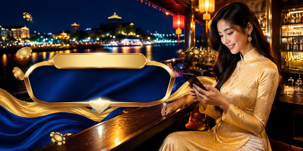 Người dùng miền Tây trong trang phục áo dài trải nghiệm casino và tiền thưởng trên điện thoại